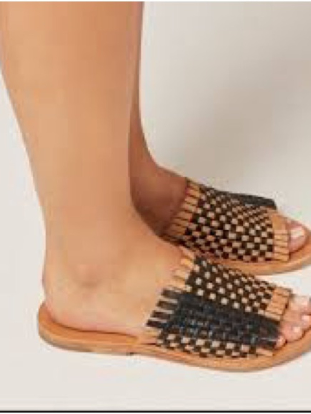L Space Woven Slide Sandals in Black and Tan - Women